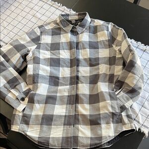 Eddie Bauer Women's Quilted Black and White Checkered Jacket/Shirt